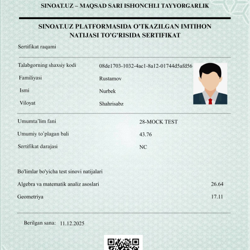 Profile picture of user Akromov Lochinbek