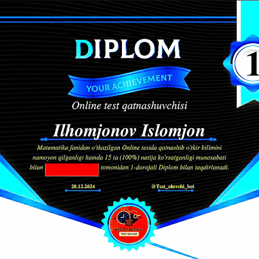 Profile picture of user Ilhomjonov Islomjon