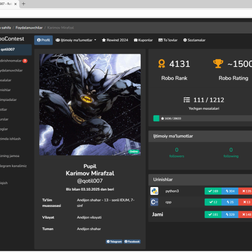 Profile picture of user Karimov Mirafzal