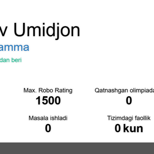 Profile picture of user Shoxmirzayev Shoxjaxon