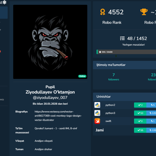 Profile picture of user Ziyodullayev O'ktamjon