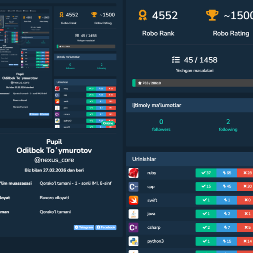 Profile picture of user Odilbek Toʻymurotov