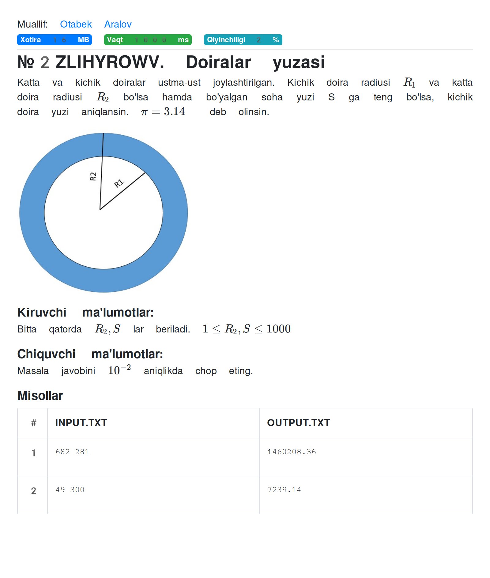 Doiralar yuzasi - RoboContest