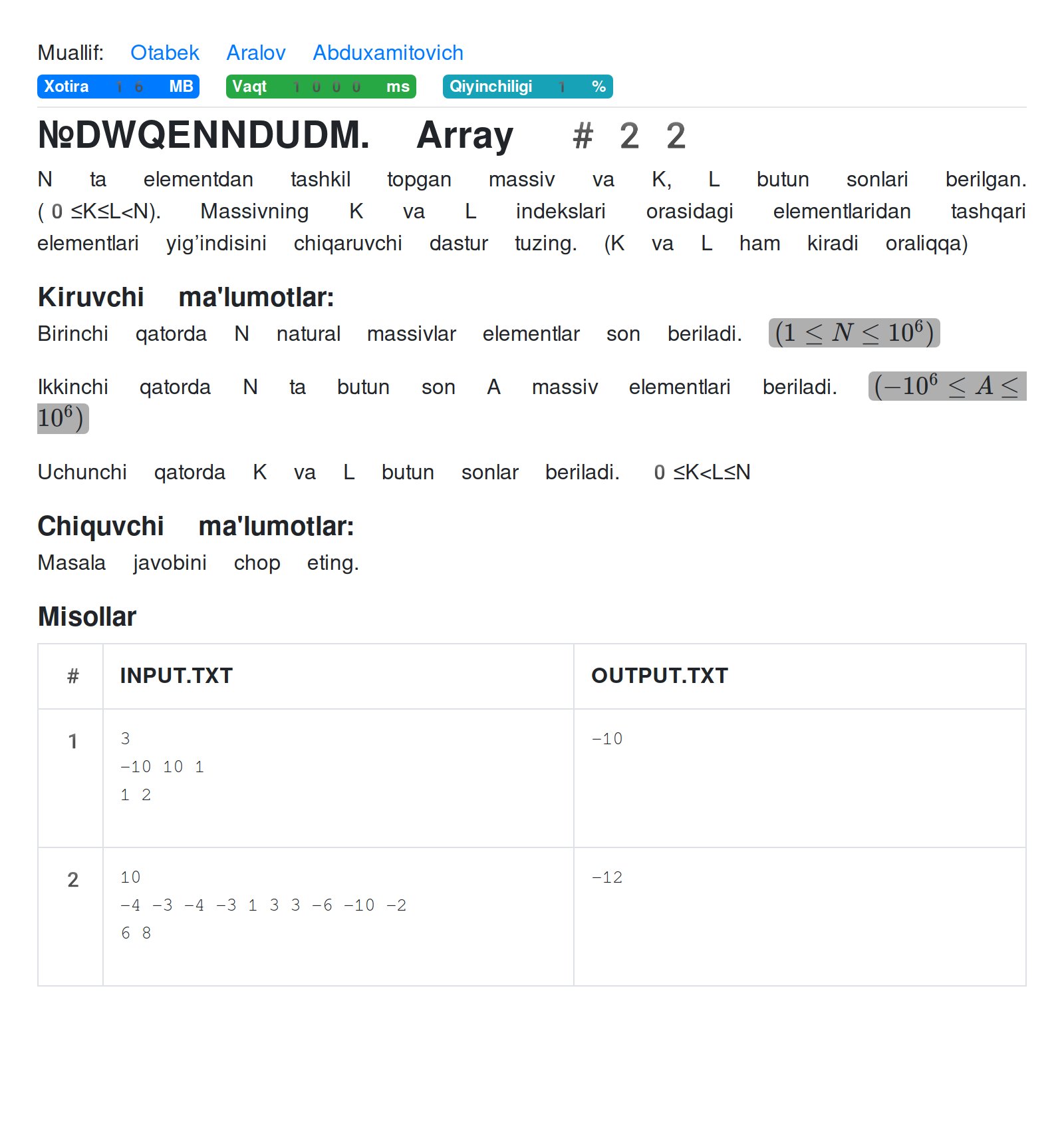 Array #22 - RoboContest