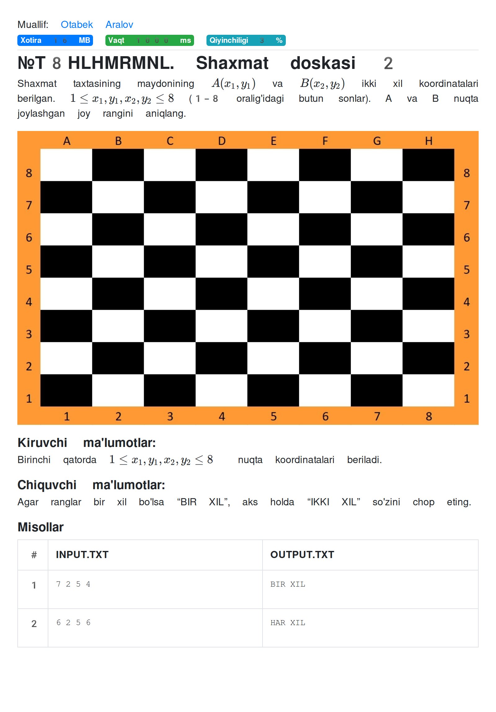 Shaxmat doskasi 2 - RoboContest